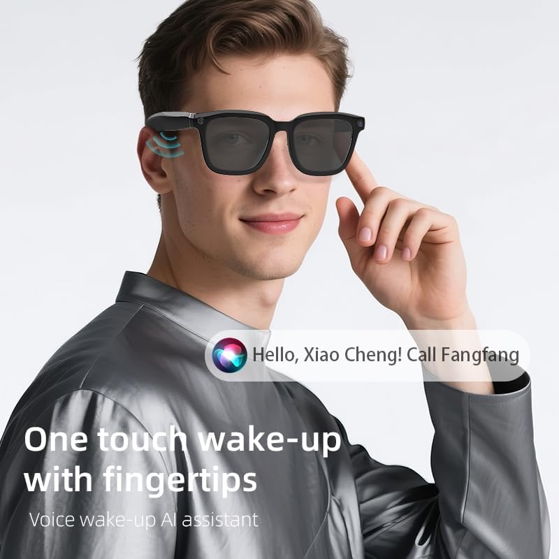 KOIPSSE AI Smart Camera Glasses: HD 1080P Video Recording and Photo Taking, Translation, Assistant Conversation, Suitable for Outdoor and Indoor, Cycling, Hiking Travel (Transparent Anti-Blue Light) - Image 3